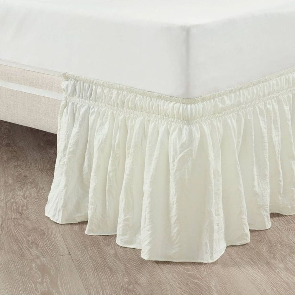 Lush Décor Single Ruched Ruffle Elastic Wrap Around Bedskirt - Ivory